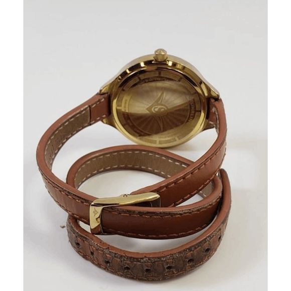 Stuhrling Soiree Deauville 23K Gold Fused SS Sport Watch, Leather Wrap Band - Picture 3 of 12